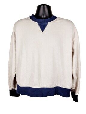 2/$20 American Eagle Navy Blue & White Sweatshirt Top Size: M